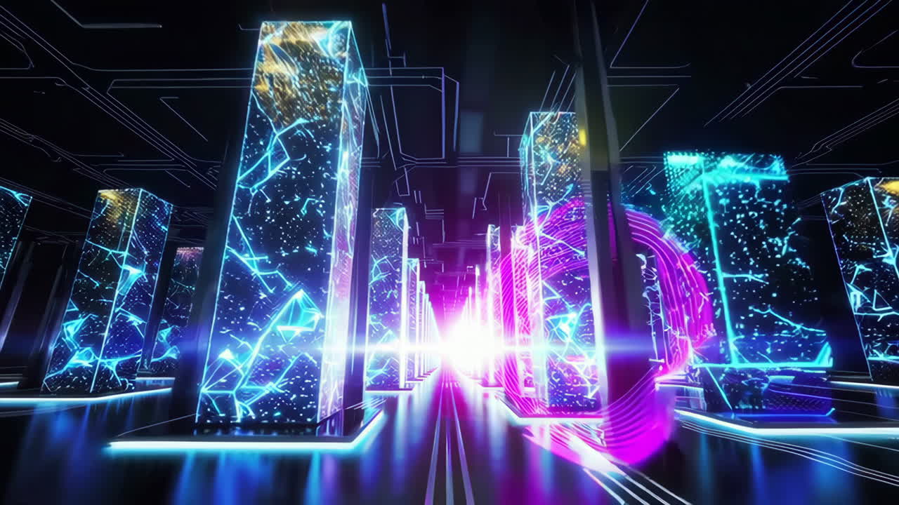 Futuristic Cyberpunk Data Tunnel