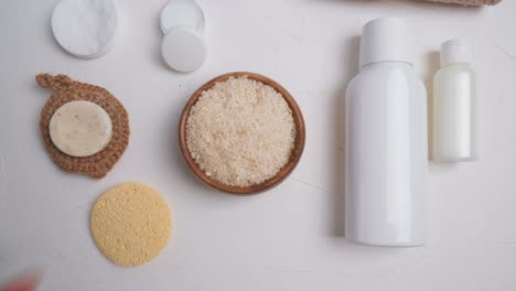 fermented beauty products with, rice. natural cosmetics for skin and hair care.