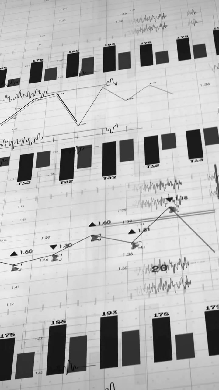 Animation af finansiel databehandling på hvid baggrund