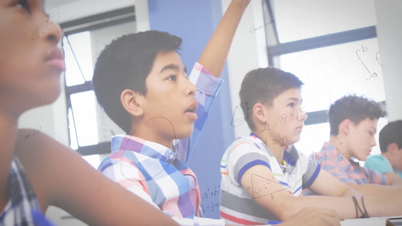학생들의 학습에 대한 수학 방정식의 애니메이션