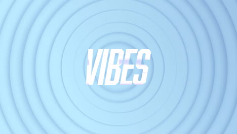 animación de vibraciones texto en blanco, distorsionando sobre círculos concéntricos azules