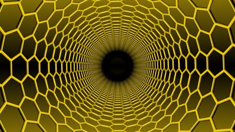 los hexágonos amarillos medianos son un túnel sin fin para el zoom de giro.