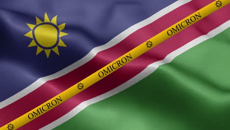 omicron variant and ban strip on namibia flag - flag of namibia