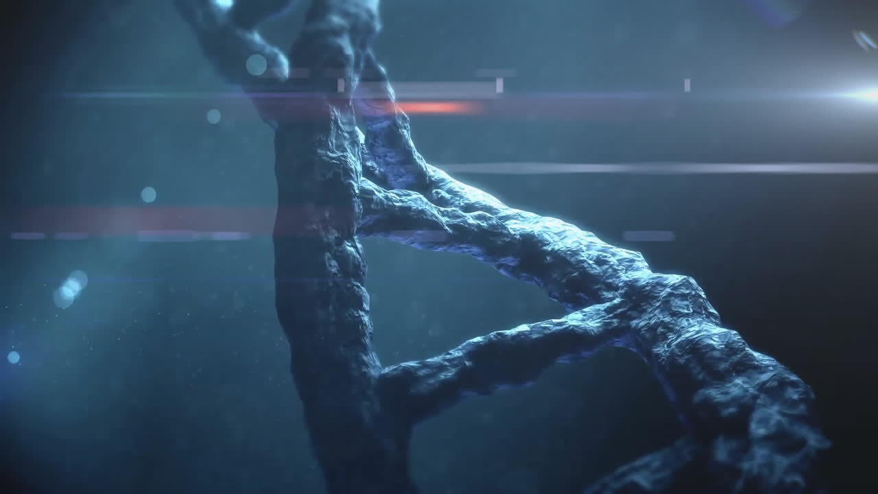 animación del procesamiento de datos digitales sobre la cadena de adn