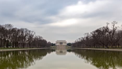 lincoln memorial with reflecting pool in washington dc on a cloudy day