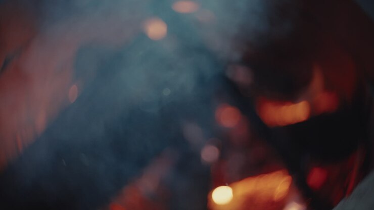 Blurry campfire at night