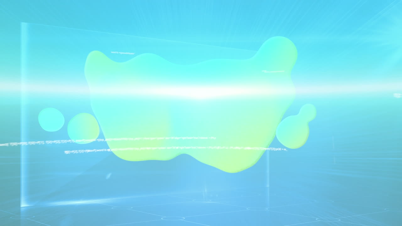 파란색 배경에 데이터 처리를 통해 녹색 얼룩의 애니메이션