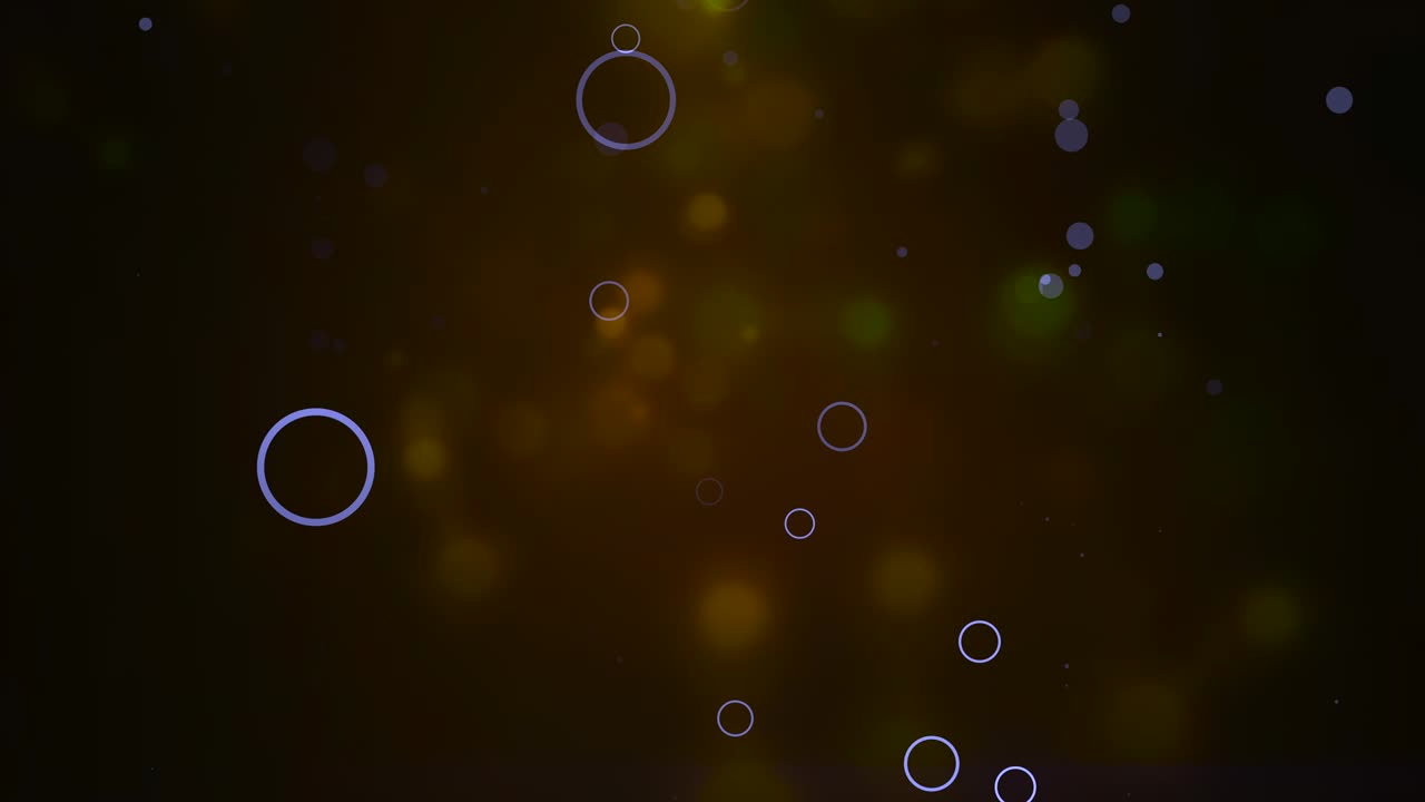 보케 입자들은 그림의 깊이를 가진 어두운 배경 위에 떠다니고 반인다.