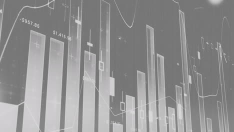 animación de estadísticas y procesamiento de datos sobre un fondo gris