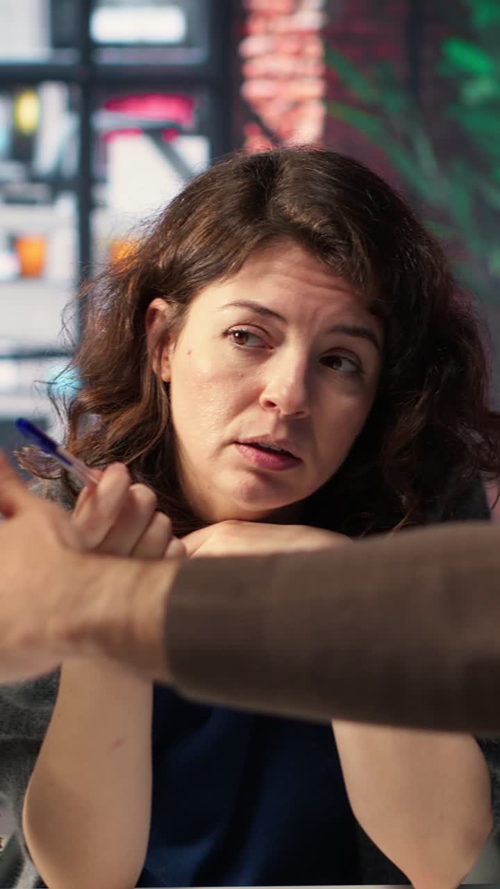 Vertical Video Professional photo editor interacts with AI chatbot and retouching software