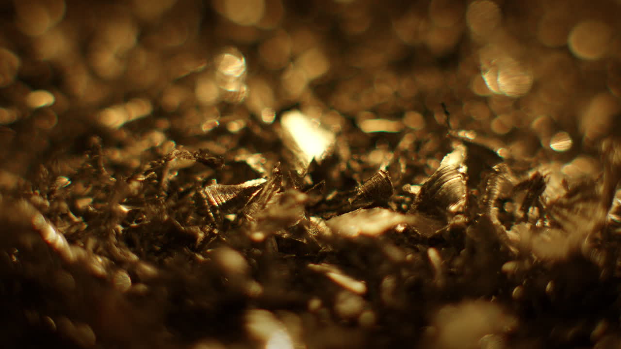Golden color metal fillings in macro