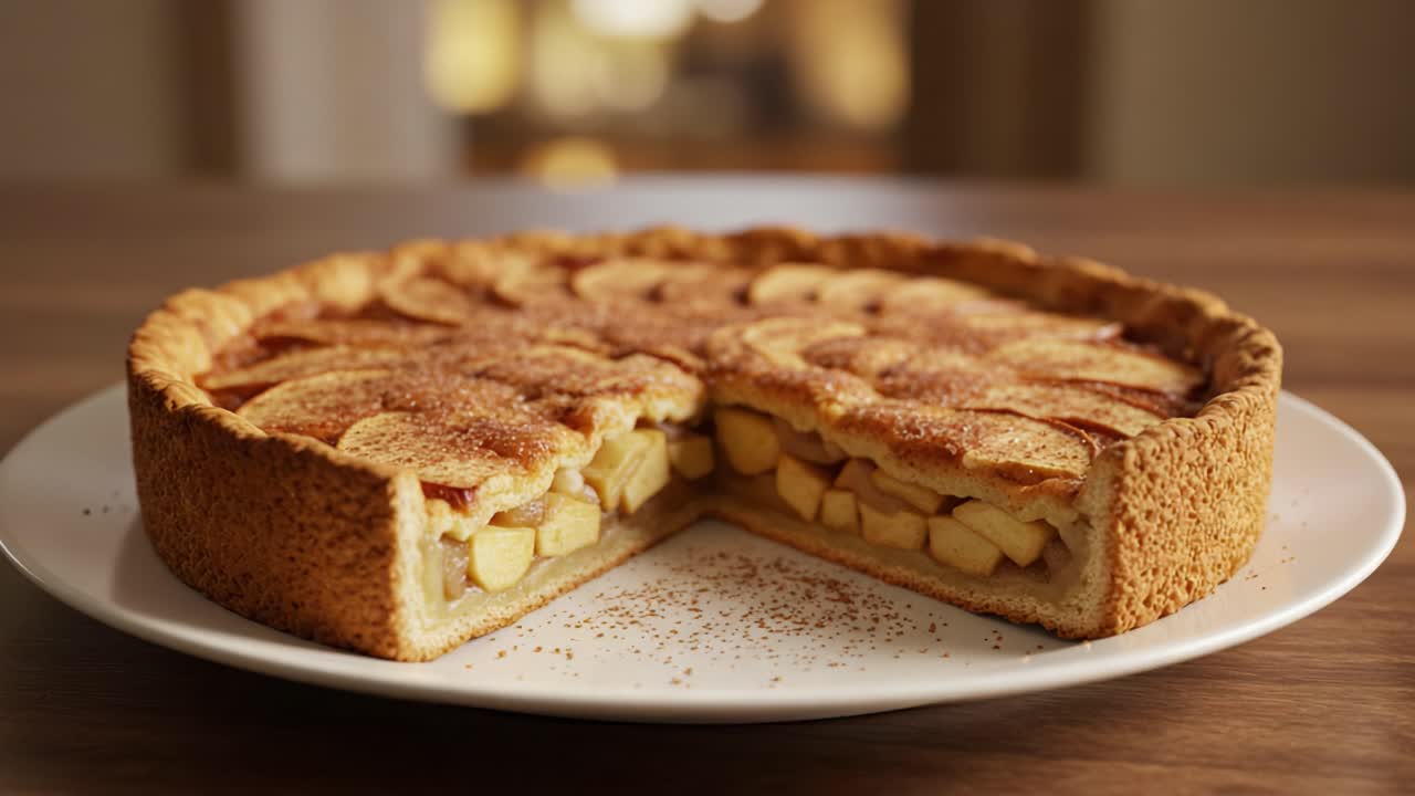 Deliciously Baked Apple Pie with a Perfect Golden Crust, Showcasing Tender Apple Filling and Topped with a Sprinkle of Cinnamon for an Irresistible Dessert Experience