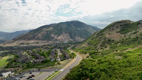 draper, utah flying over mike weir drive towards the east mountains neighborhood and lds temple