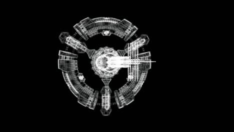 hologram screen 3d of a spatial ship - loop