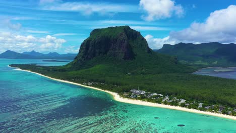 mauritius beach island aerial view of le morne brabant tropical beach on south west