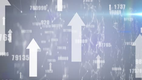 animation of arrows, network of connections and data processing on interface