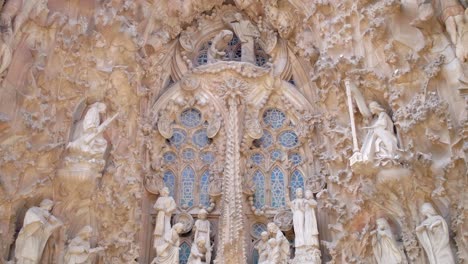 sculpture of the choir of angel children at sagrada familia in barcelona, spain