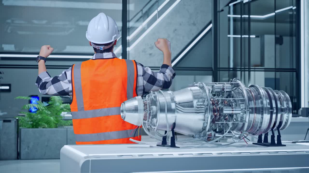 ingegnere che celebra il successo di un progetto