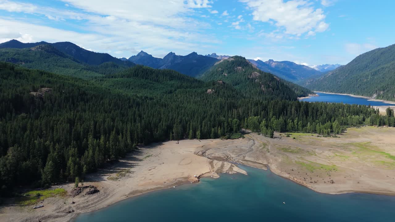 Scenic Lake Surrounded by Mountains and Forest