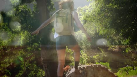 woman hiking in the forest