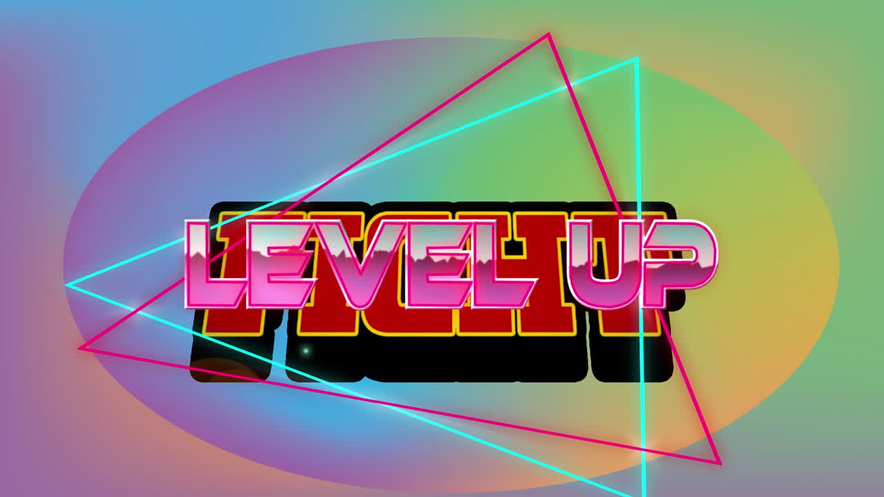 animación de nivel y luchar textos sobre las formas.