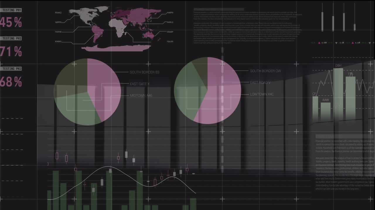 animación del procesamiento de datos financieros a través de ventanas