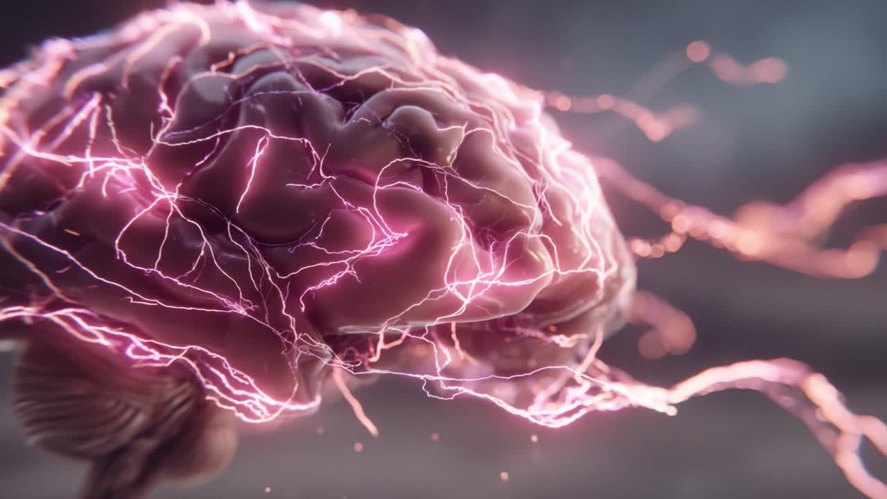 A Stunning Visualization of a Brain with Electric Neural Activity, Showcasing the Complexity and Intricacies of Neural Connections and Brain Functionality