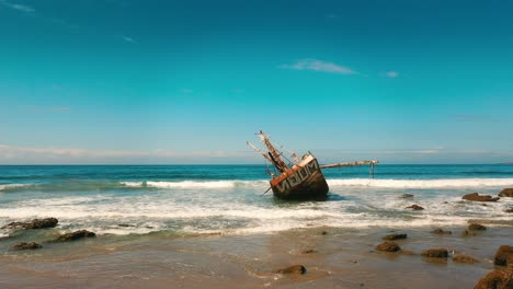 shipwreck on a sandy beach