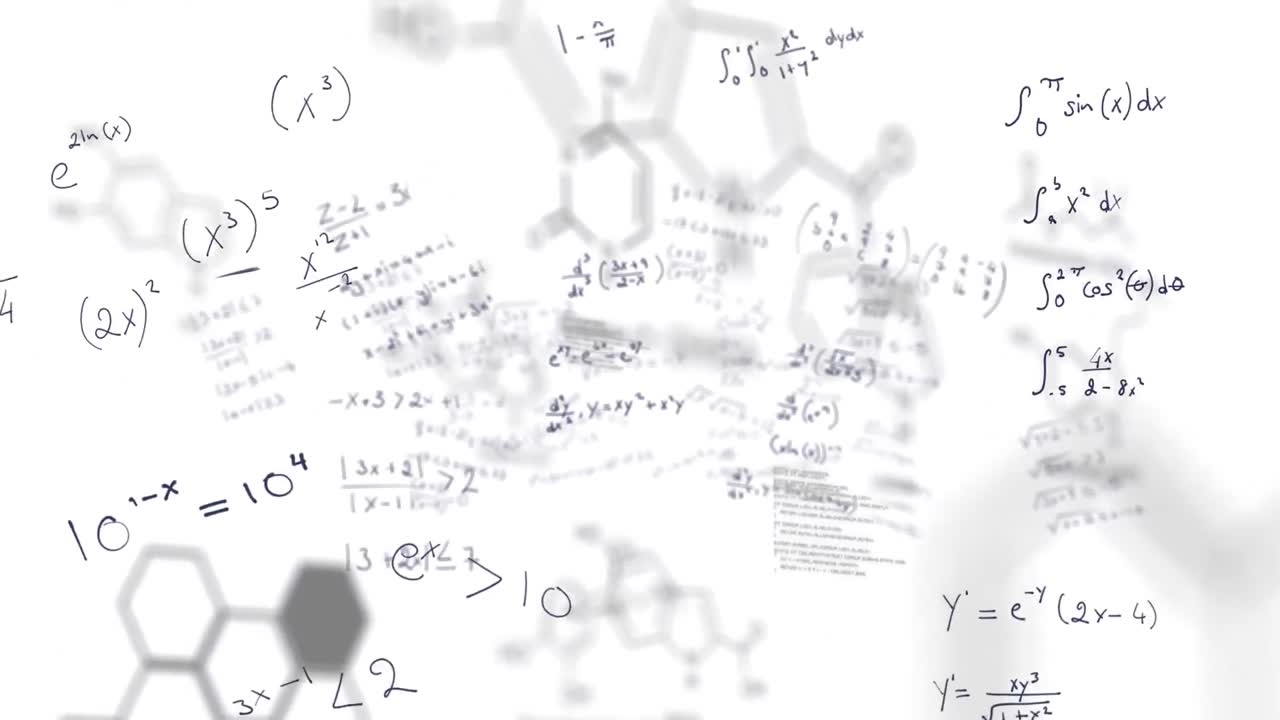 ⁇ 색 배경에 수학적 공식과 데이터 처리의 애니메이션
