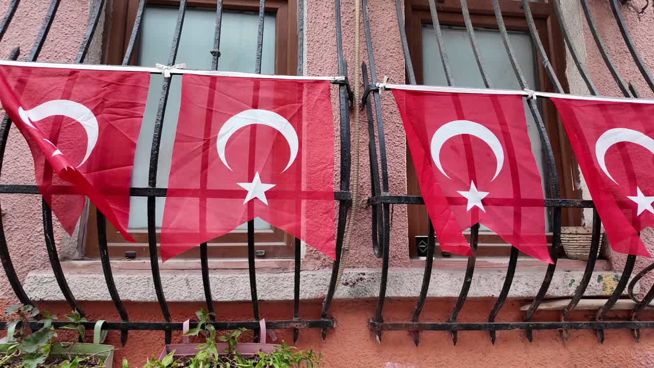 Turkish Flags on a Window