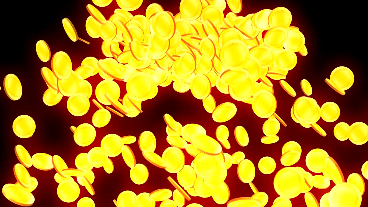 금 동전 입자, cg 애니메이션, 루프