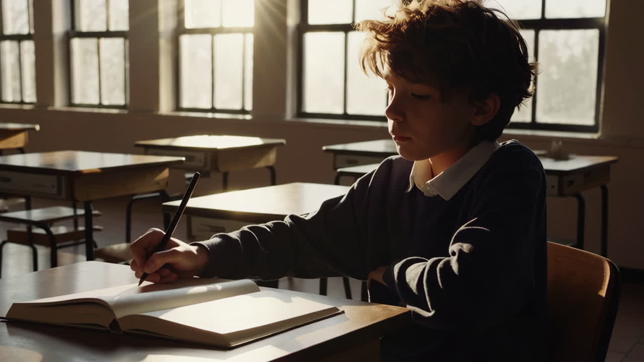 Students learning in a sunlit classroom