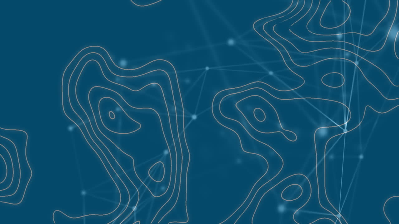animación digital de la topografía contra la red de conexiones sobre fondo azul
