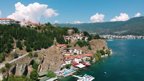 aerial shot of macedonia coast