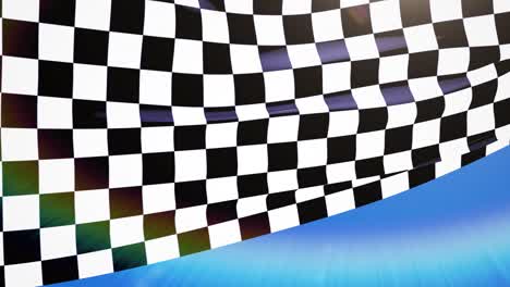 cerca de la bandera de la carrera a cuadros agitando