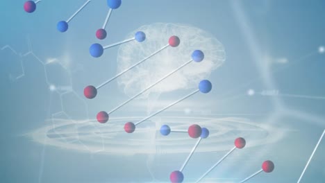 animation of dna strand spinning over data processing