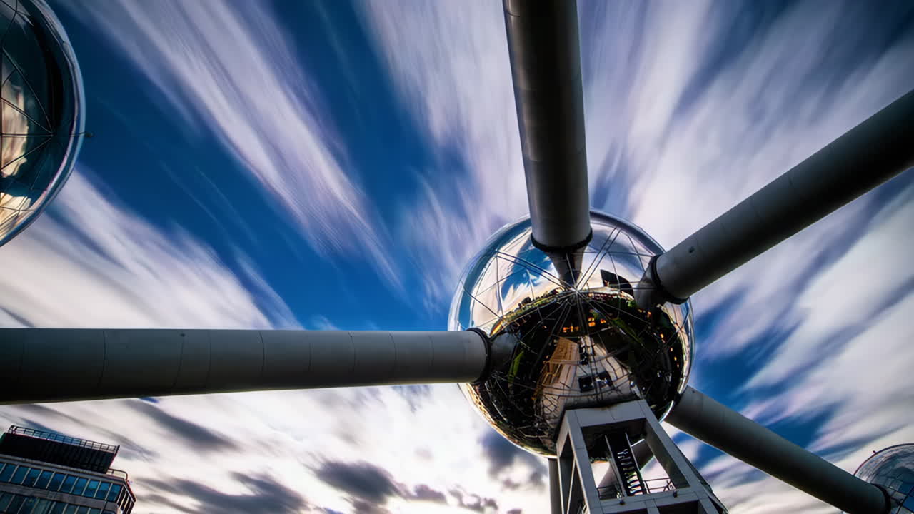 Atomium Structure Against a Dramatic Sky