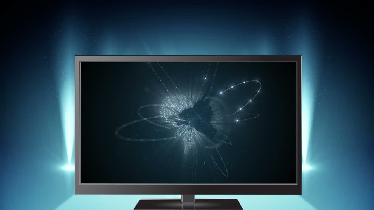 검은 바탕에 지구를 가진 tv의 애니메이션