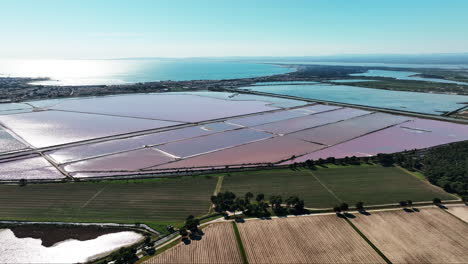 elevated capture of salin du midi's captivating pink salt tapestry.