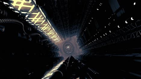 3d render of a dark, abstract futuristic tunnel