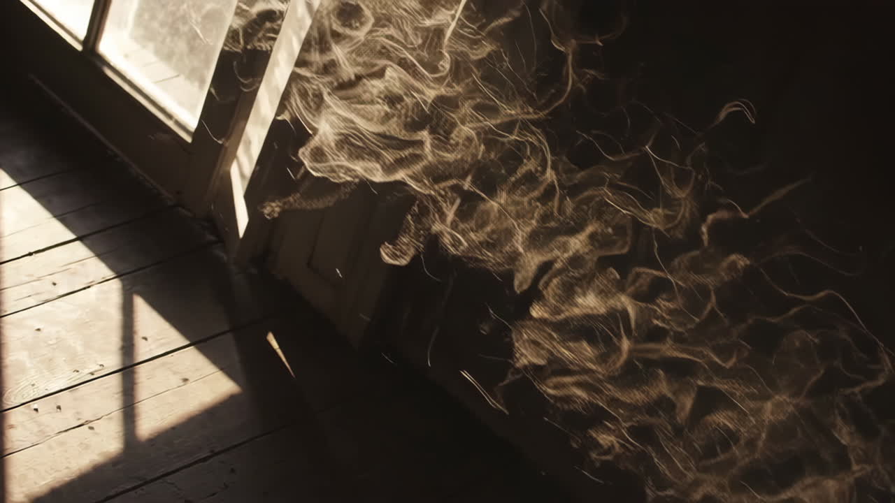 Stoffige kamer met zonlicht