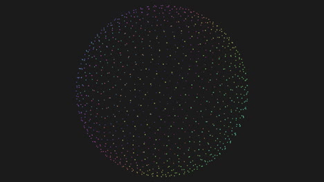 puntos multicolores forman un círculo en forma de esfera en blanco y negro
