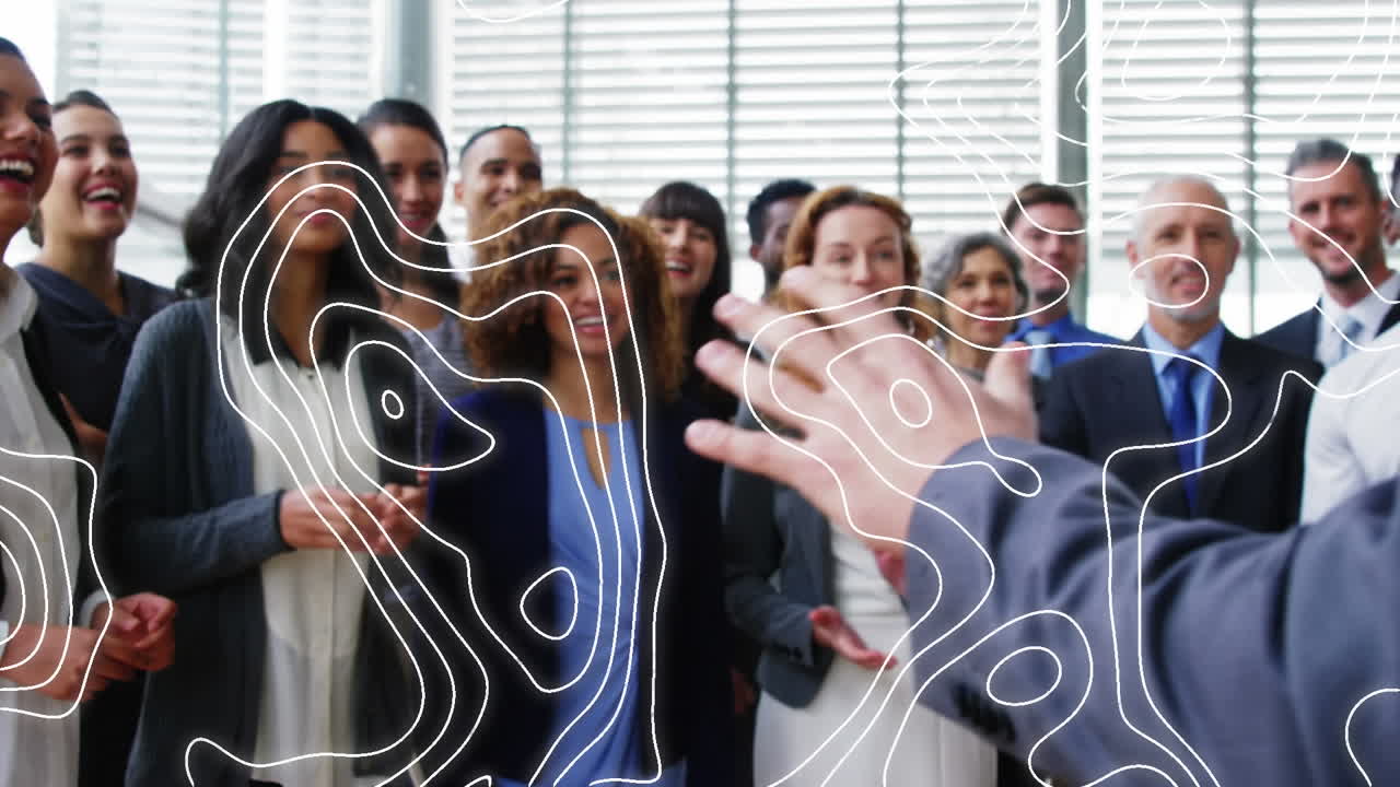 사무실에서 손을 박는 다양한 남녀 비즈니스 동료에 대한 이소히프스의 애니메이션