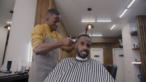 barber giving a haircut to a customer