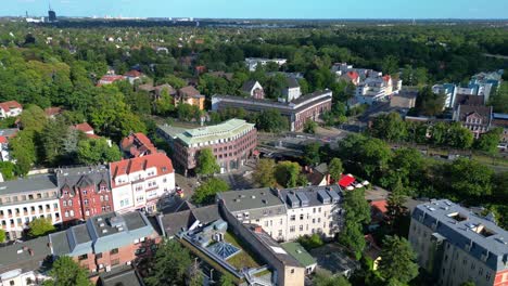 berlin zehlendorf suburb showing buildings and s bahn train station on a sunny summer day