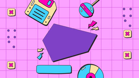 motion graphic of flat 90s party instagram posts collection