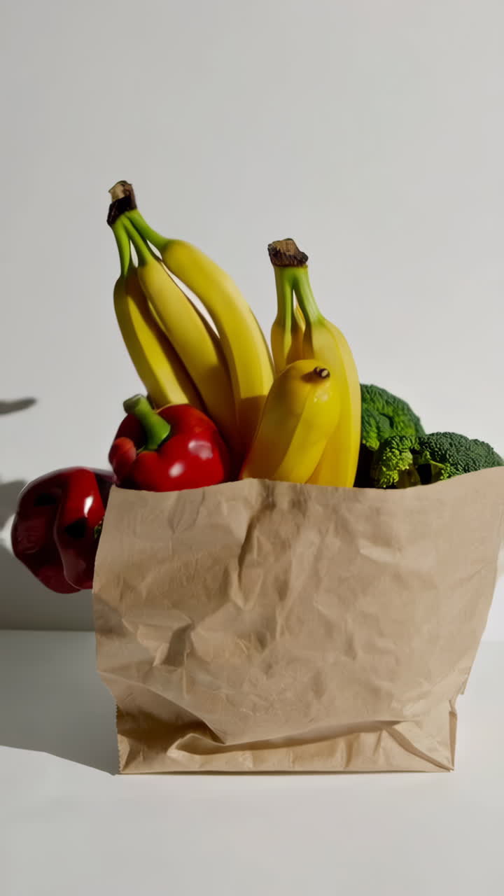 Grocery Bag with Fruits and Vegetables