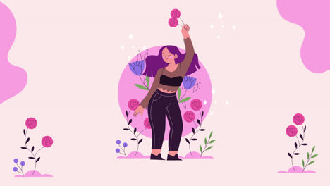 mujer celebrando con flores