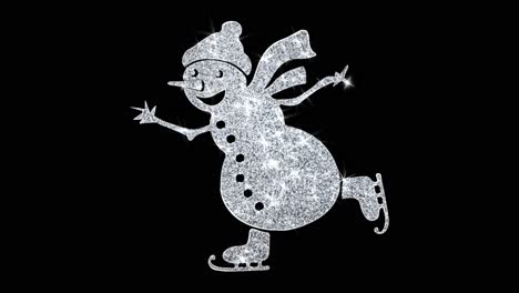 glittering snowman ice skating