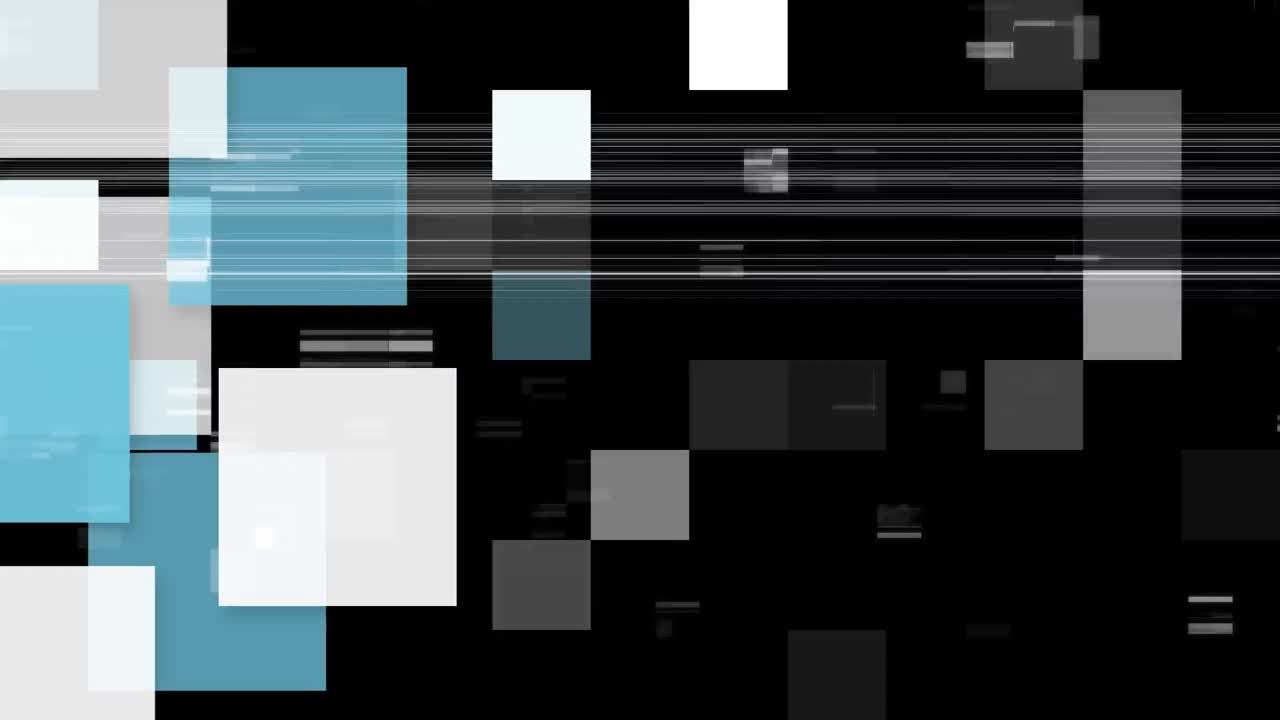 Squares and lines on black background